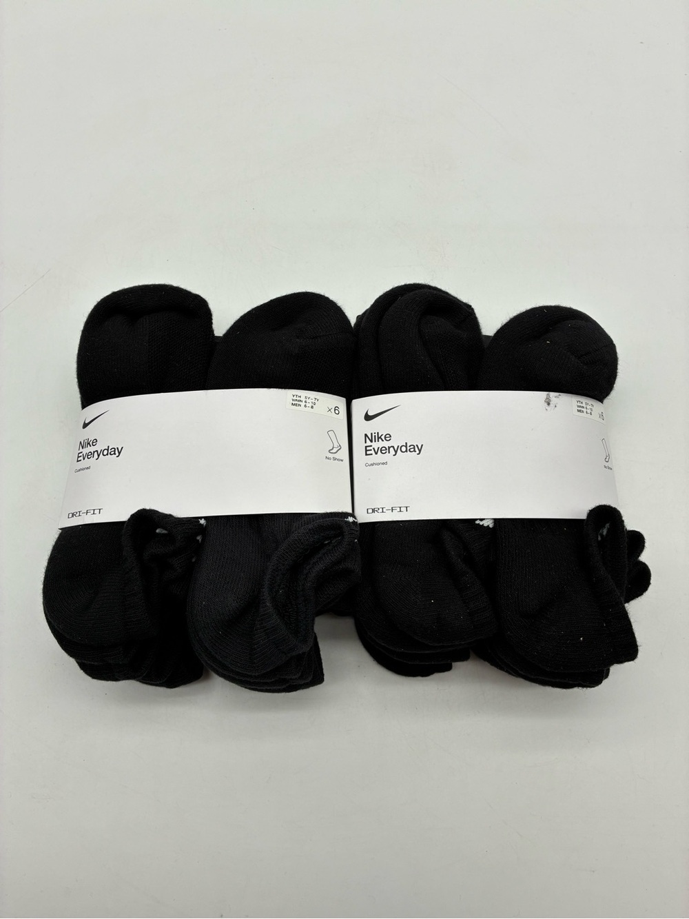 Nike Unisex Adult Everyday Cushioned 6 pairs - 2 pack, Black/White, Medium